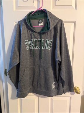 Gray Michigan State Spartans Hoodie with Green Accents